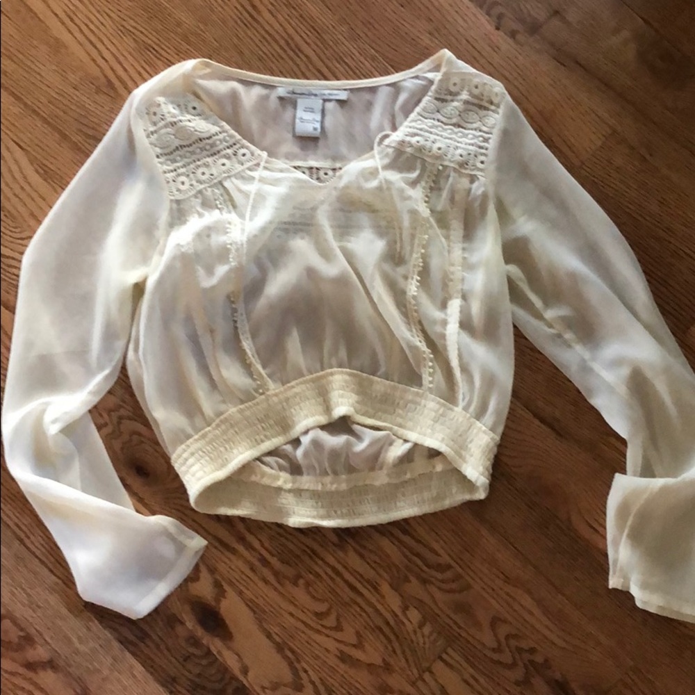 American rag white cream blouse top